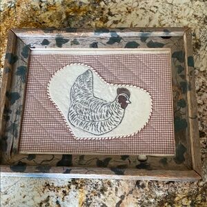Fabric Chicken Print Framed